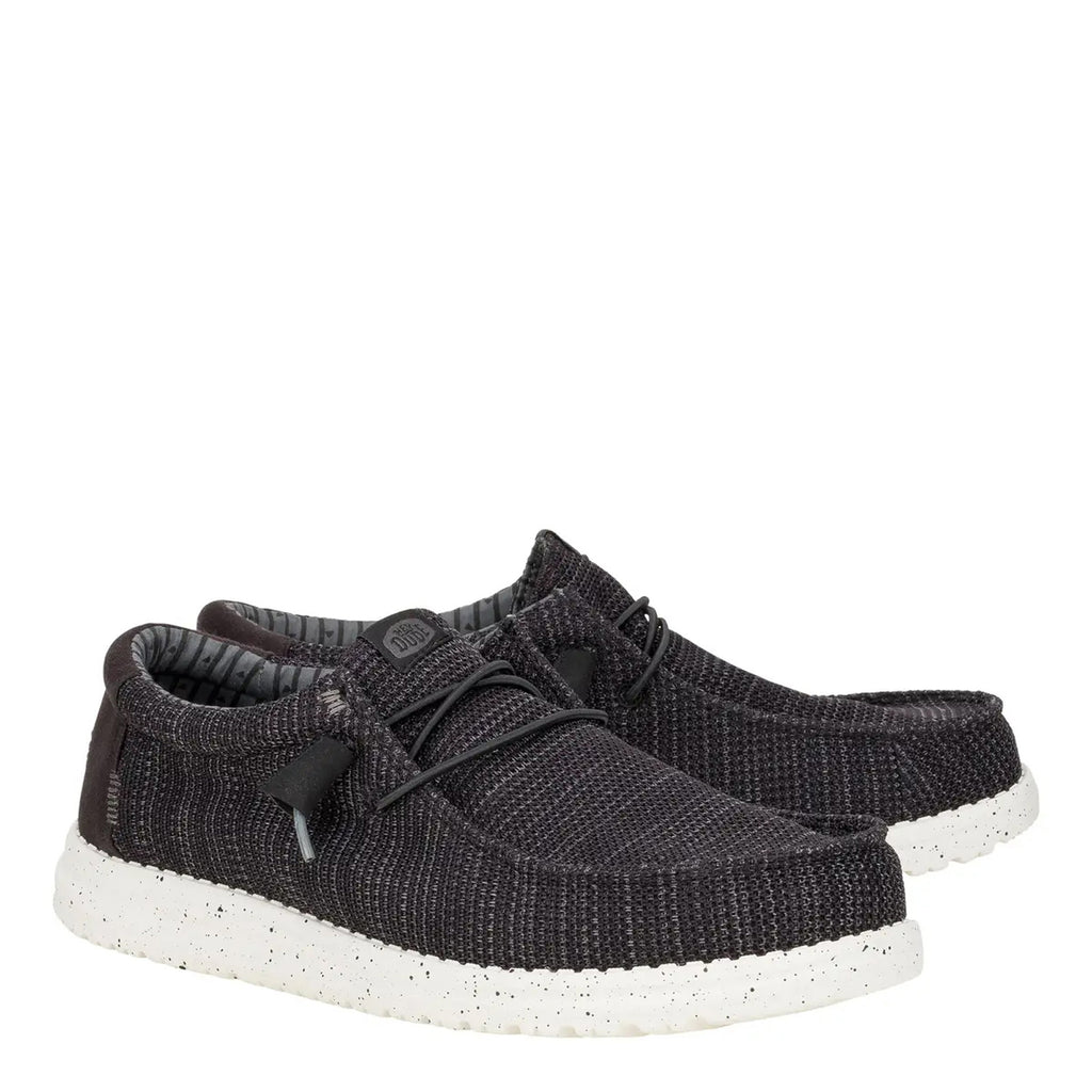 Men's Hey Dude Wally Stretch Sox Slip-On BLACK/WHITE 41898-066