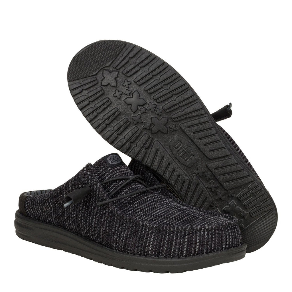 Men's Hey Dude Wally Slip Stretch Sox Clog BLACK 43103-001