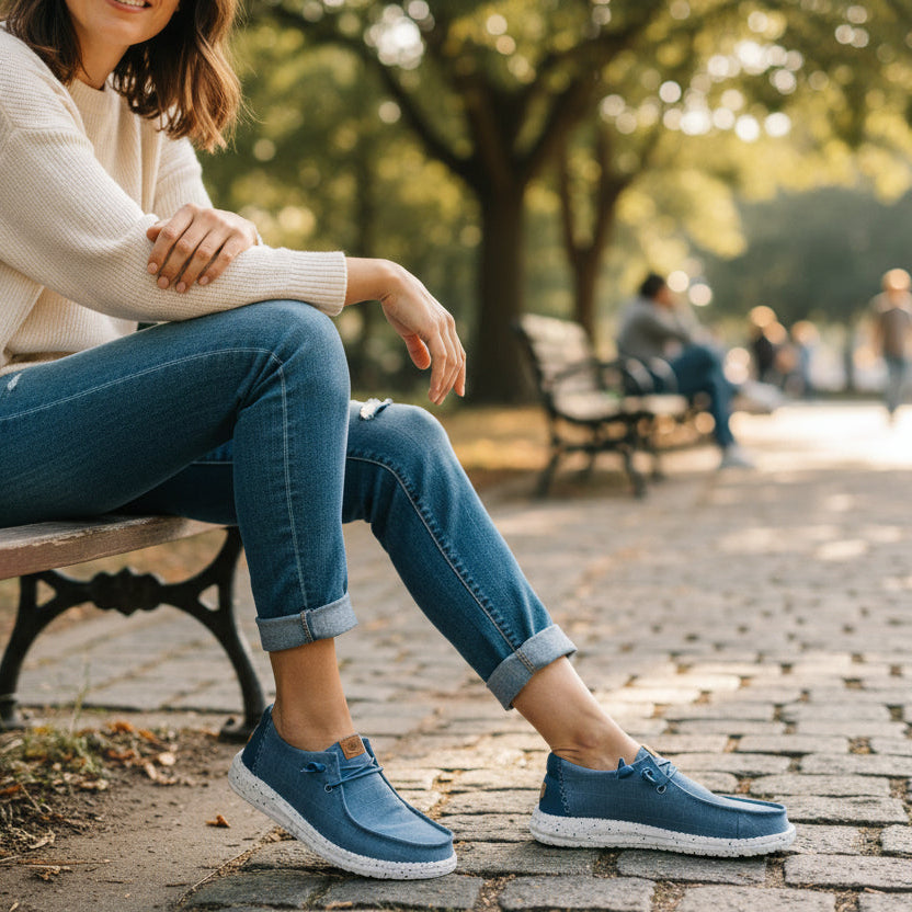 Women's Hey Dude Wendy Slip-On CHAMBRAY GRID 45187-4ZV