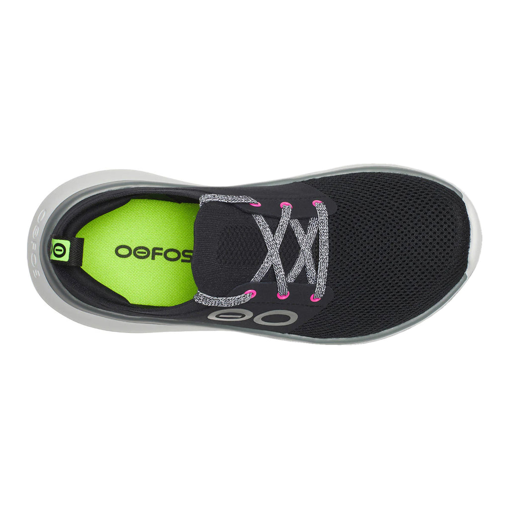 Women's OOfos OOmy Stride Sneaker BLACK  WHITE 5077-WHITEBLACK
