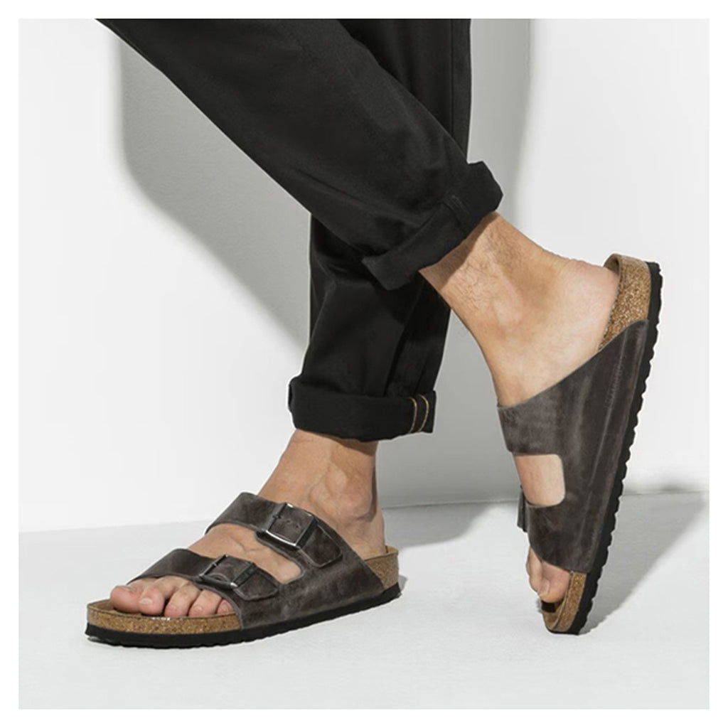 Women's Birkenstock Arizona Soft Footbed Sandal - Regular Fit IRON GREY 552801 R