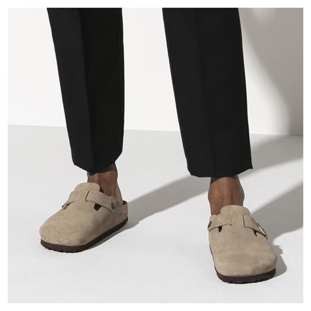 Men's Birkenstock Boston Soft Footbed Clog - Regular Fit TAUPE SUEDE 560771 R