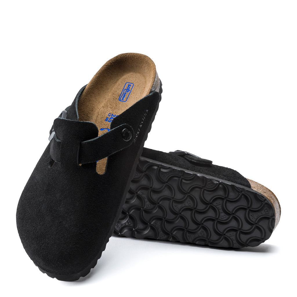 Women's Birkenstock Boston Soft Footbed Clog - Narrow Fit BLACK SUEDE 660473