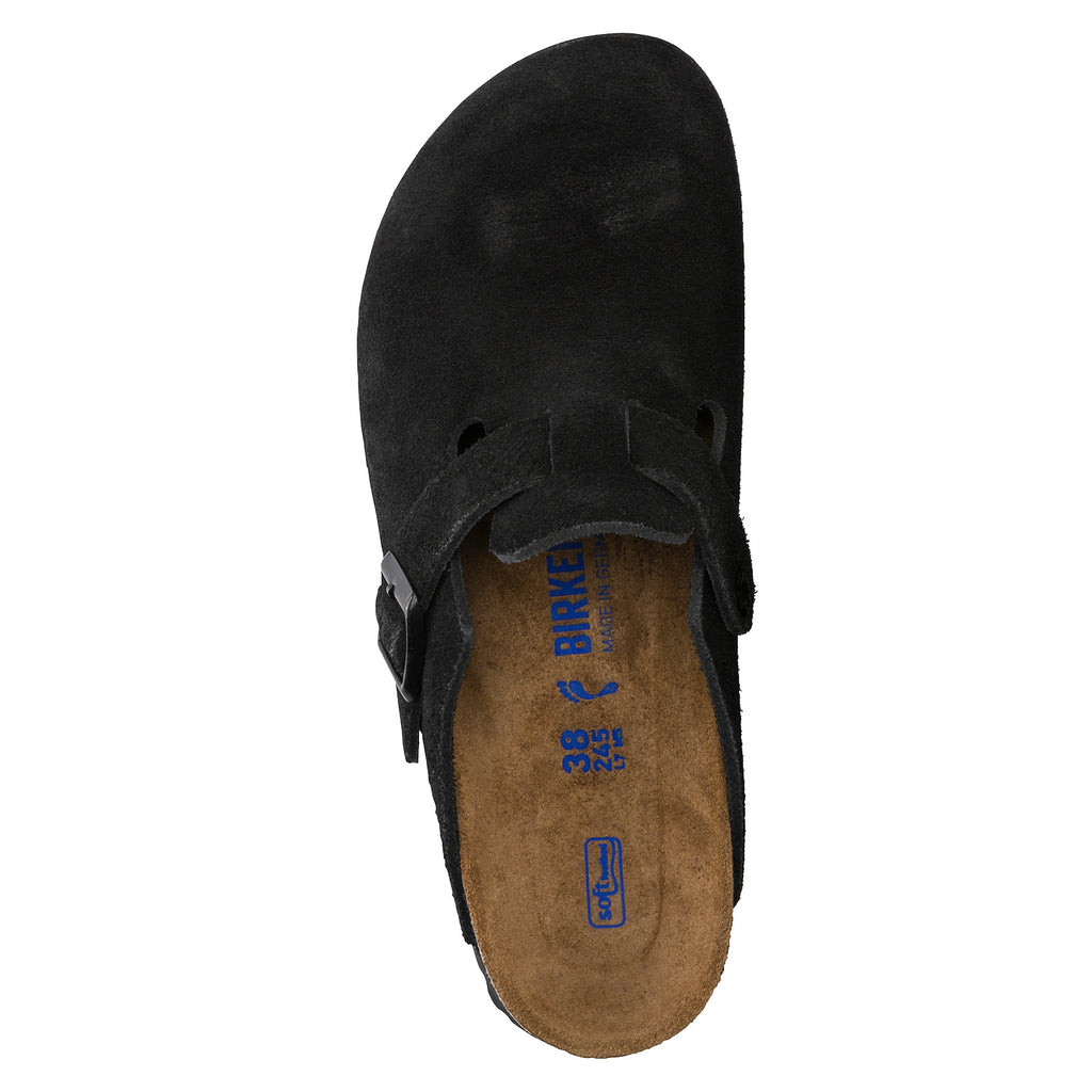 Women's Birkenstock Boston Soft Footbed Clog - Narrow Fit BLACK SUEDE 660473