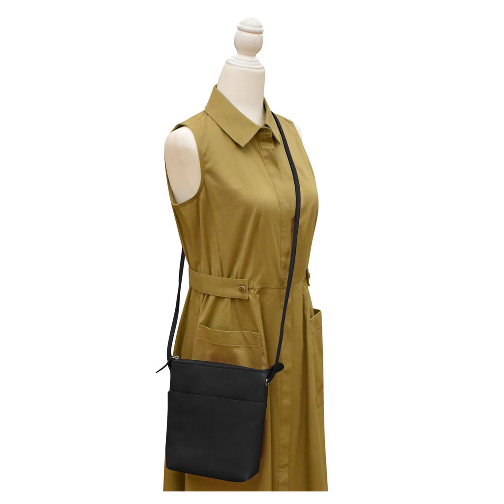 Women's ILI Midi Sac RFID Blocking Crossbody BLACK 6661-BLACK