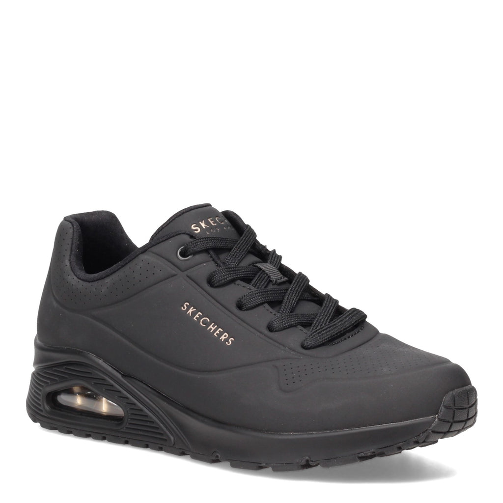 Women's Skechers Street Uno - Stand on Air Sneaker - Wide Width SOLID BLACK 73690W-BBK