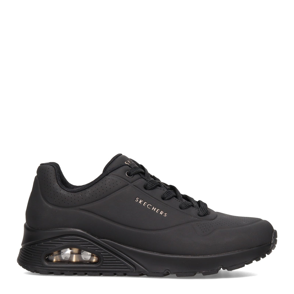 Women's Skechers Street Uno - Stand on Air Sneaker - Wide Width SOLID BLACK 73690W-BBK