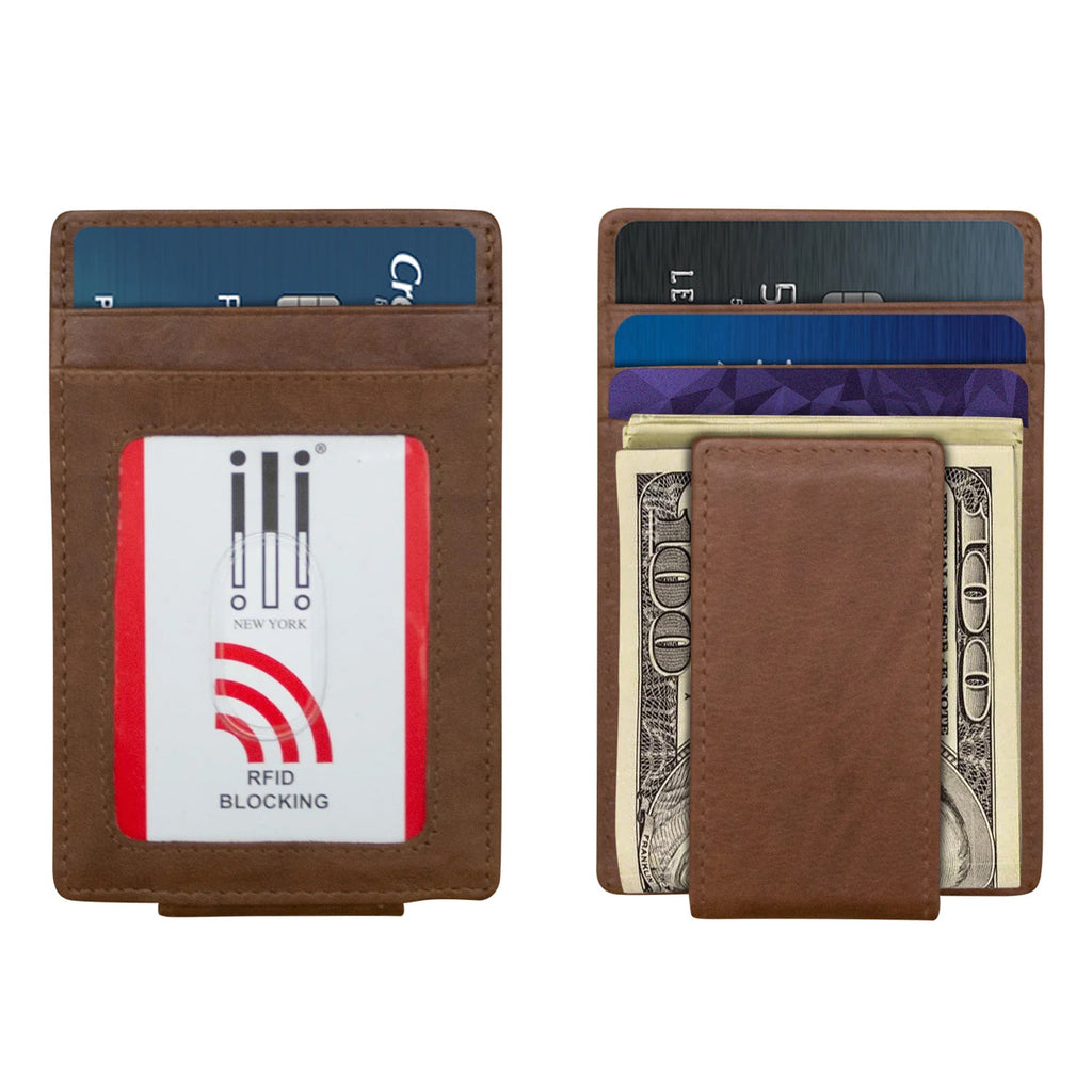 Men's ILI Magnet Money Clip Card Holder - RFID Blocking TOFFEE 7770-TOFFEE