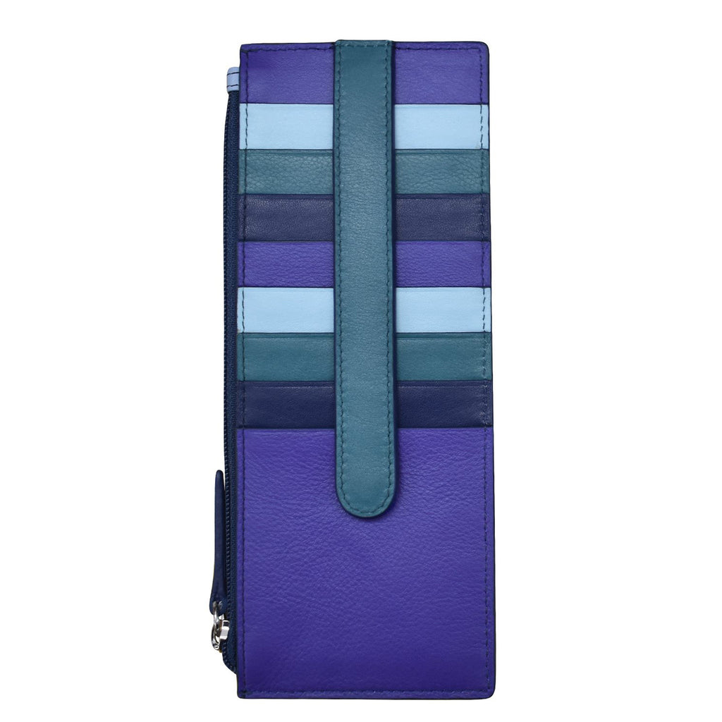 Women's ILI Leather Credit Card Wallet - RFID Blocking DENIM MULTI 7800-DENIM MULT