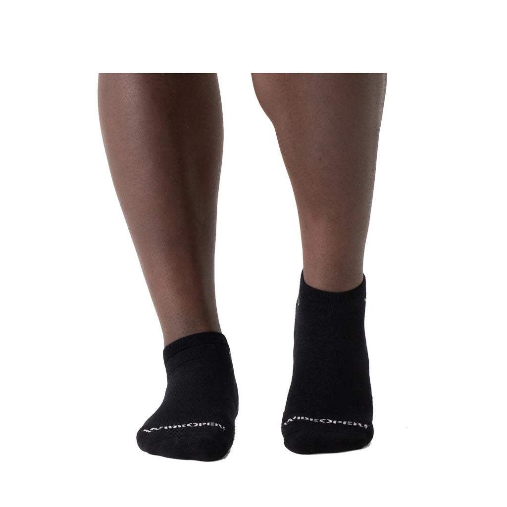 Men's Wide Open Cushioned Solid No Show Socks - 1 Pair BLACK 9000-BLACK