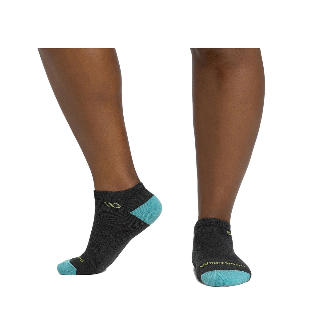 Women's Wide Open Cushioned Solid No Show Socks - 1 Pair CHARCOAL 9500-CHARCOAL