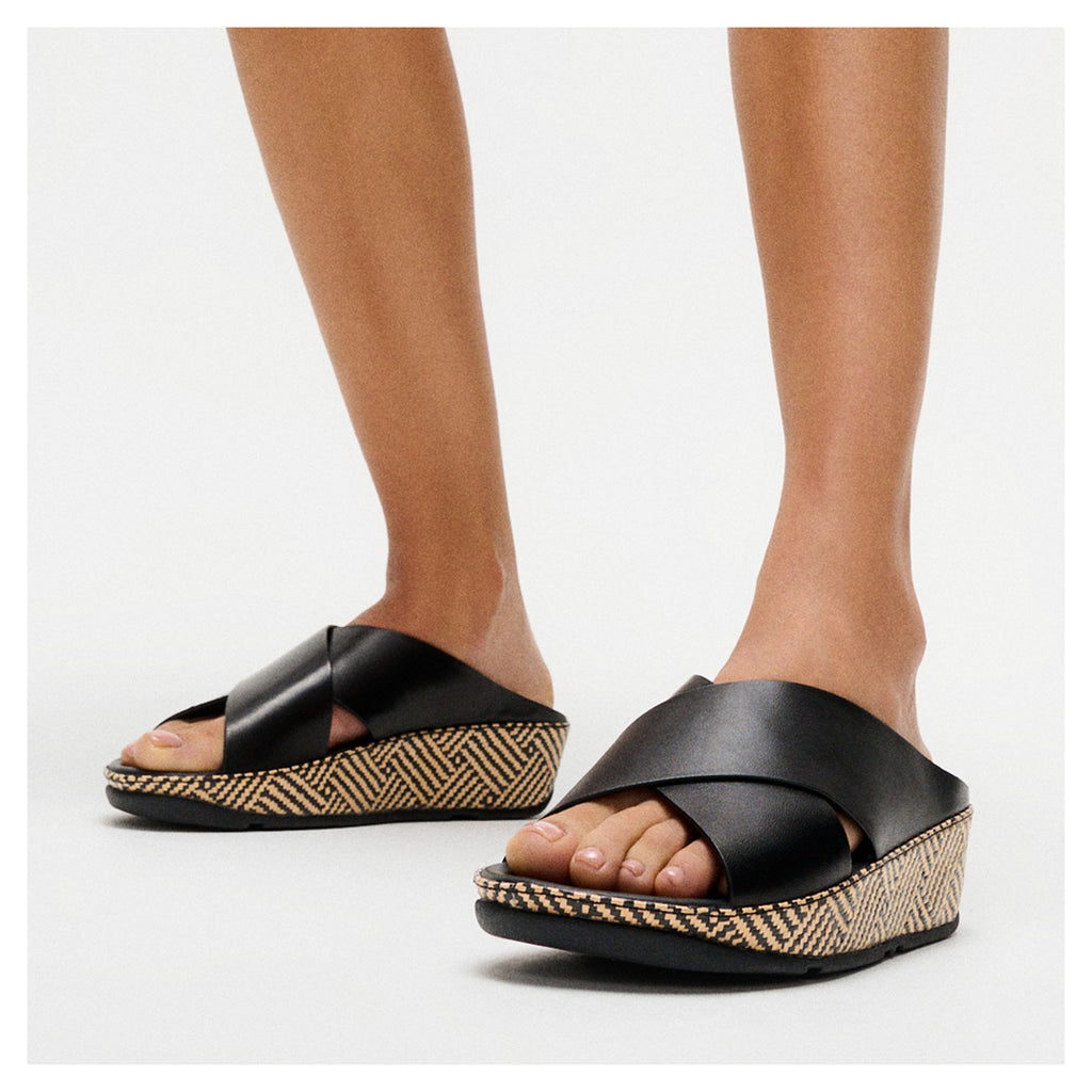 Women's FitFlop Lulu Lux Weave Slide Sandal BLACK A4P-001