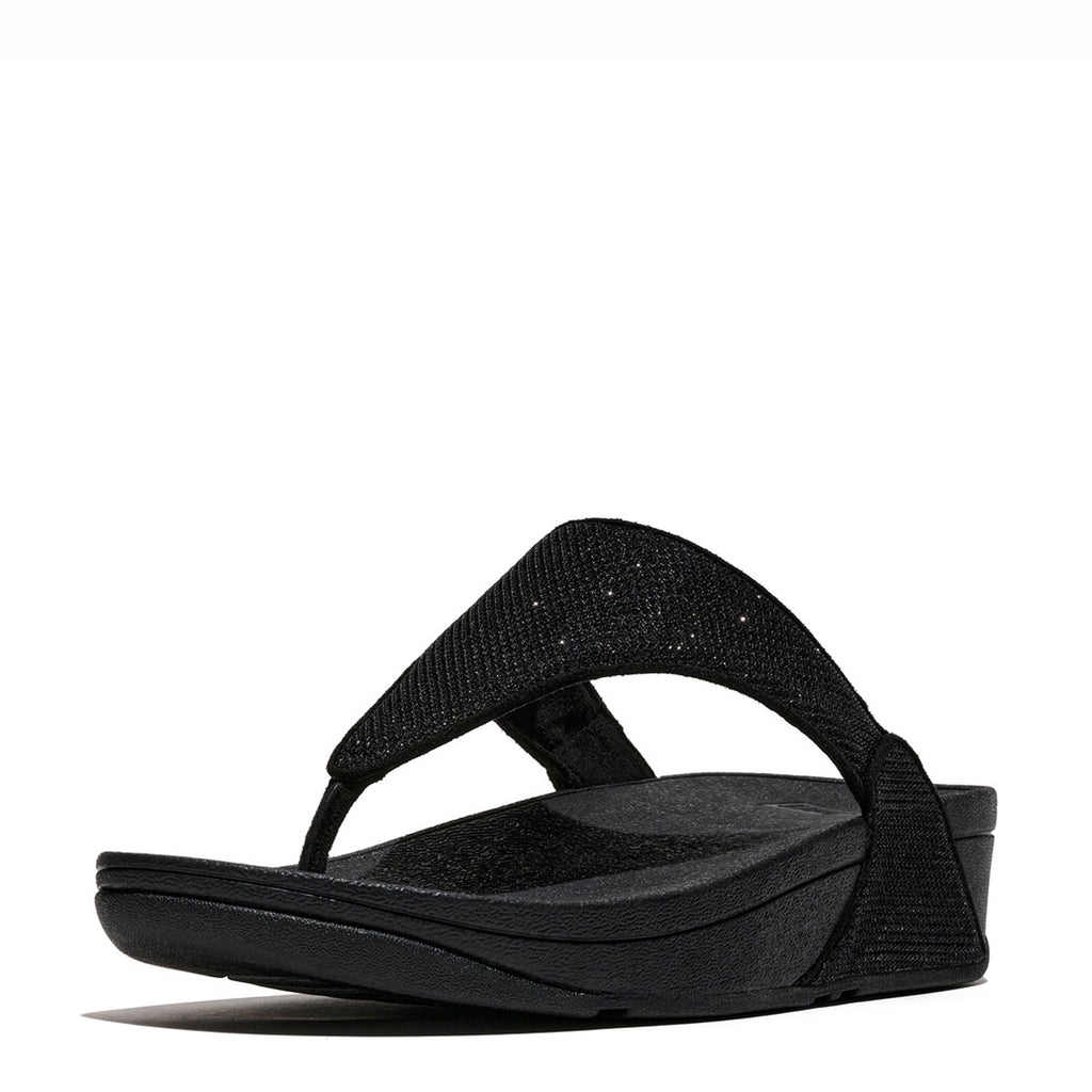 Women's FitFlop Lulu Shimmer Glitz Thong Sandal BLACK A5A-001