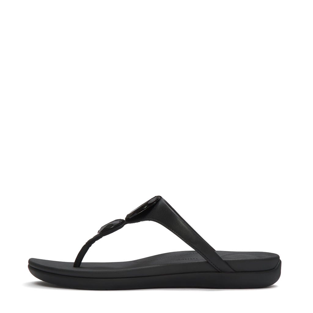 Women's FitFlop Solay Glossy Disc Thong Sandal BLACK A5W-001