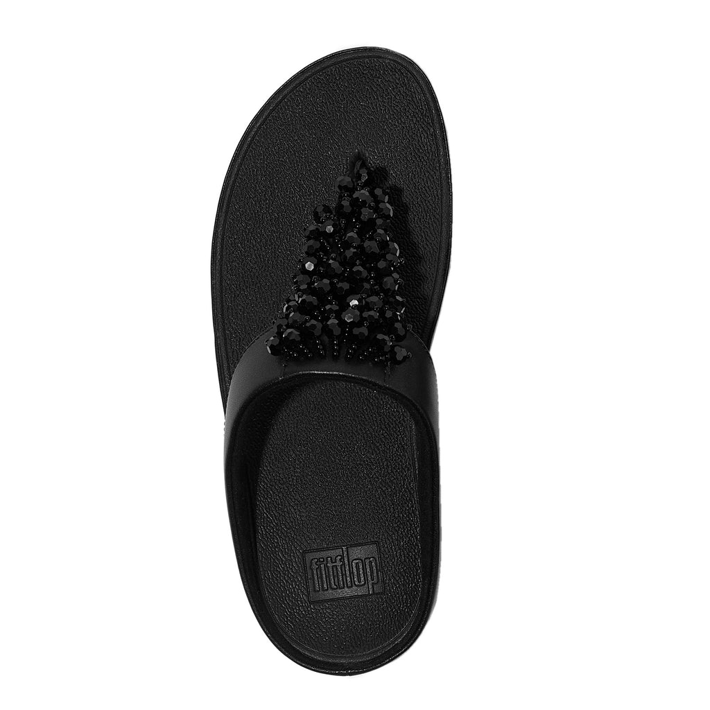 Women's FitFlop Rumba Beaded Toe-Post Sandal SOLID BLACK B5R-090