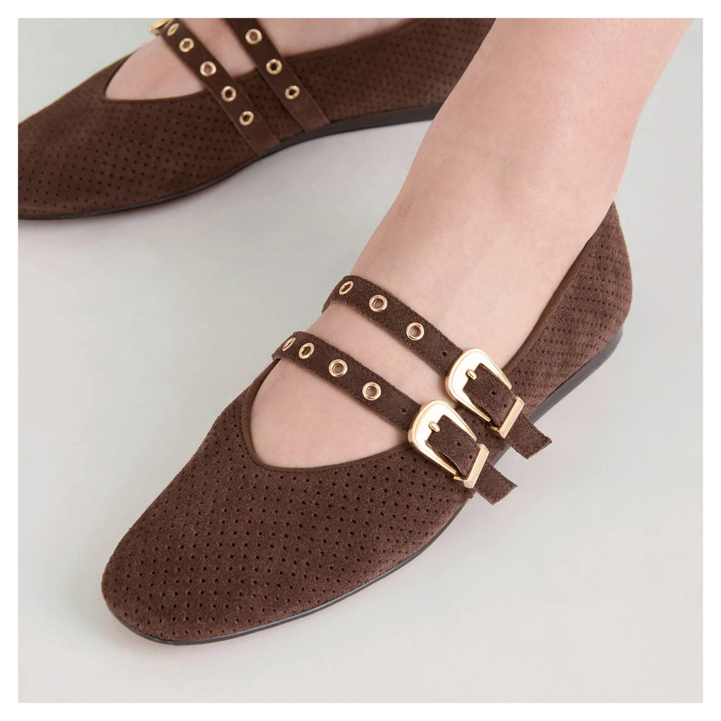 Women's Dolce Vita Baylee Grommet Flat DARK BROWN BAYLEEG-DKBROWN
