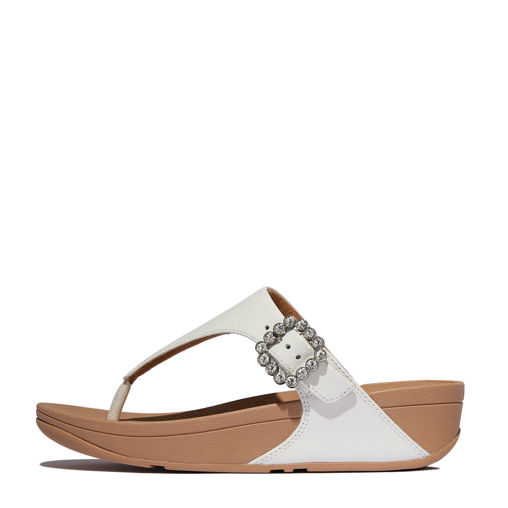 Women's FitFlop Lulu Crystal Gem Buckle Thong Sandal URBAN WHITE E1D-194