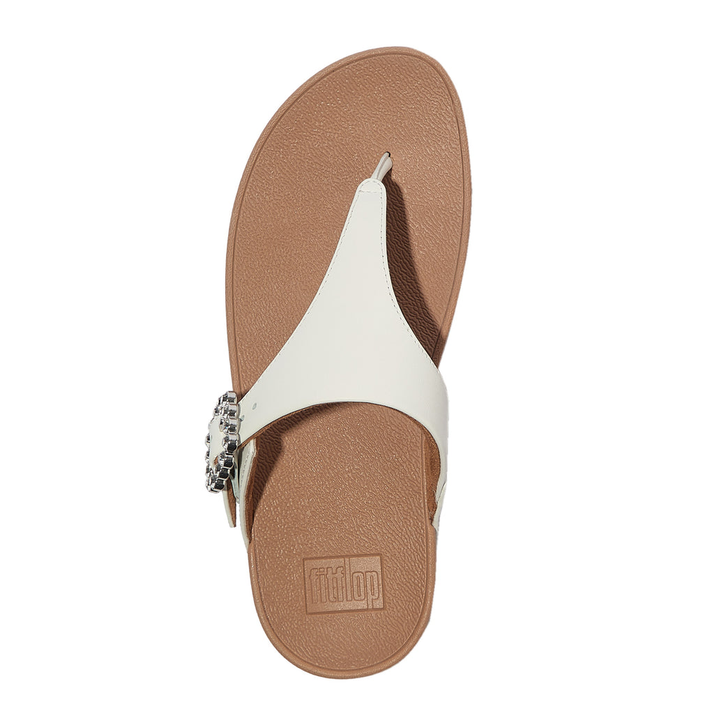 Women's FitFlop Lulu Crystal Gem Buckle Thong Sandal URBAN WHITE E1D-194