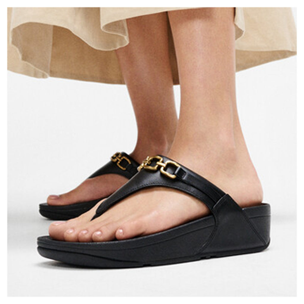 Women's FitFlop Lulu Square Chain Sandal BLACK E1I-001