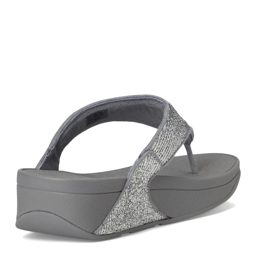 Women's FitFlop Lulu Crinkled Shimmer Thong Sandal SILVER E6J-C91