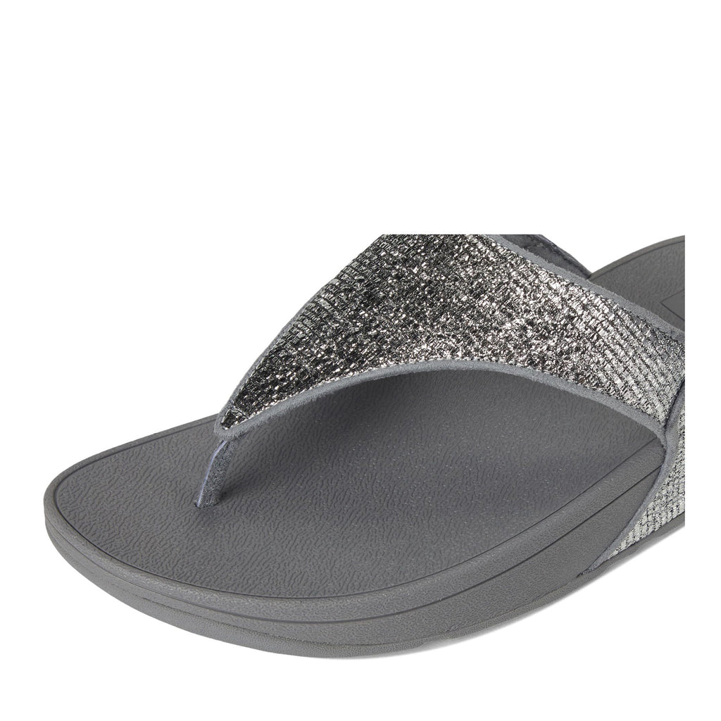 Women's FitFlop Lulu Crinkled Shimmer Thong Sandal SILVER E6J-C91