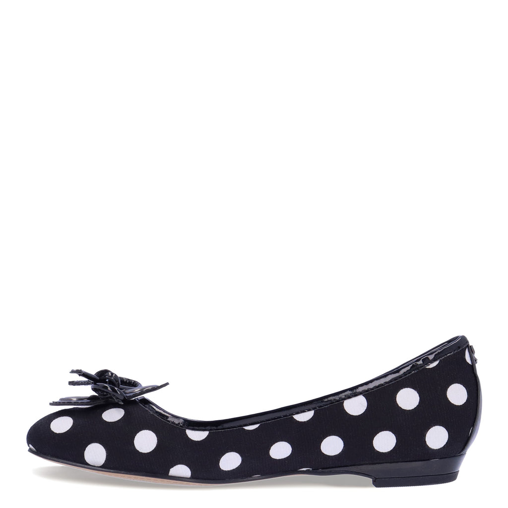 Women's J Renee Edie Flat BLACK/WHITE POLKA DOT EDIE-FABWP