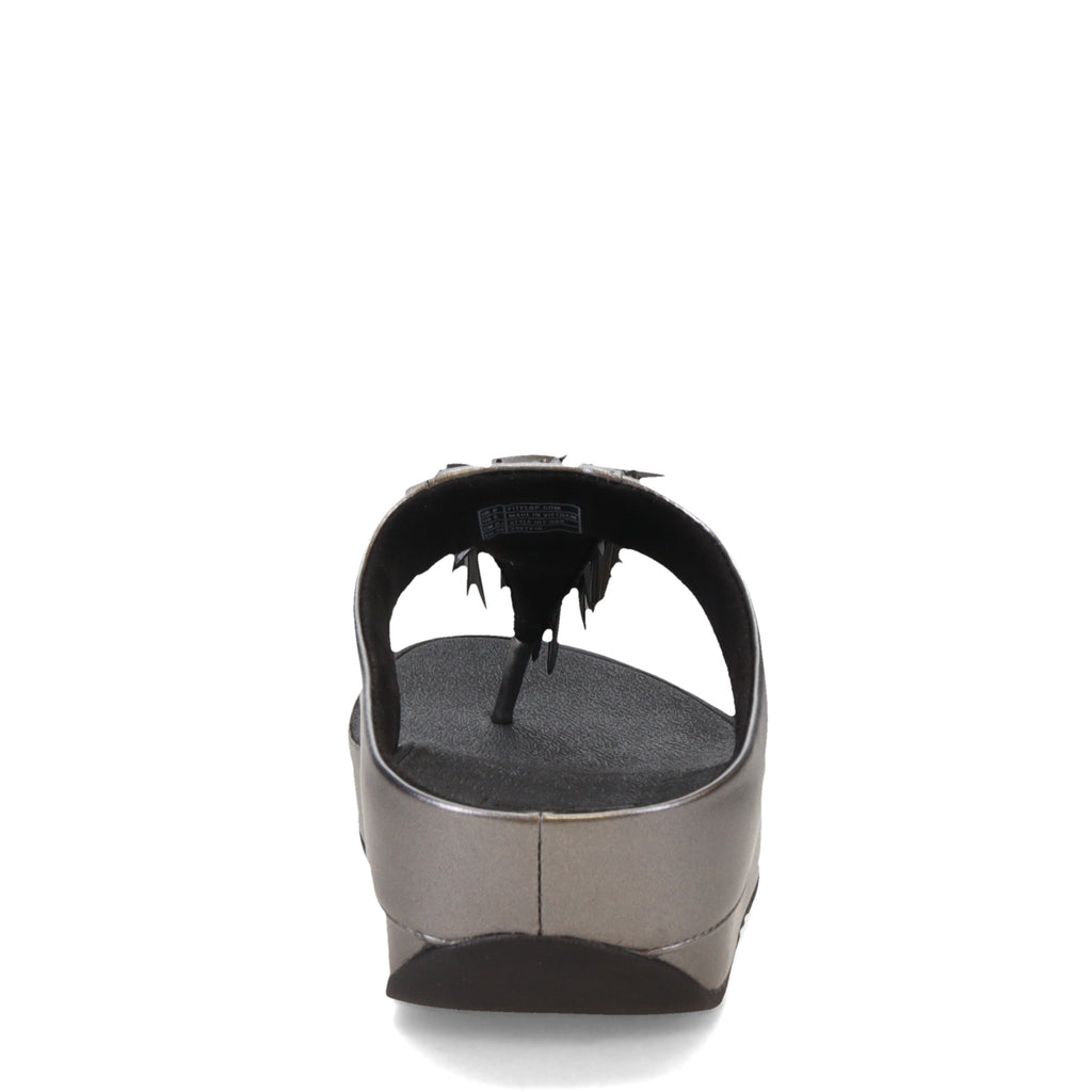 Women's FitFlop Rumba Beaded Toe-Post Sandal PEWTER BLACK HI7-B06
