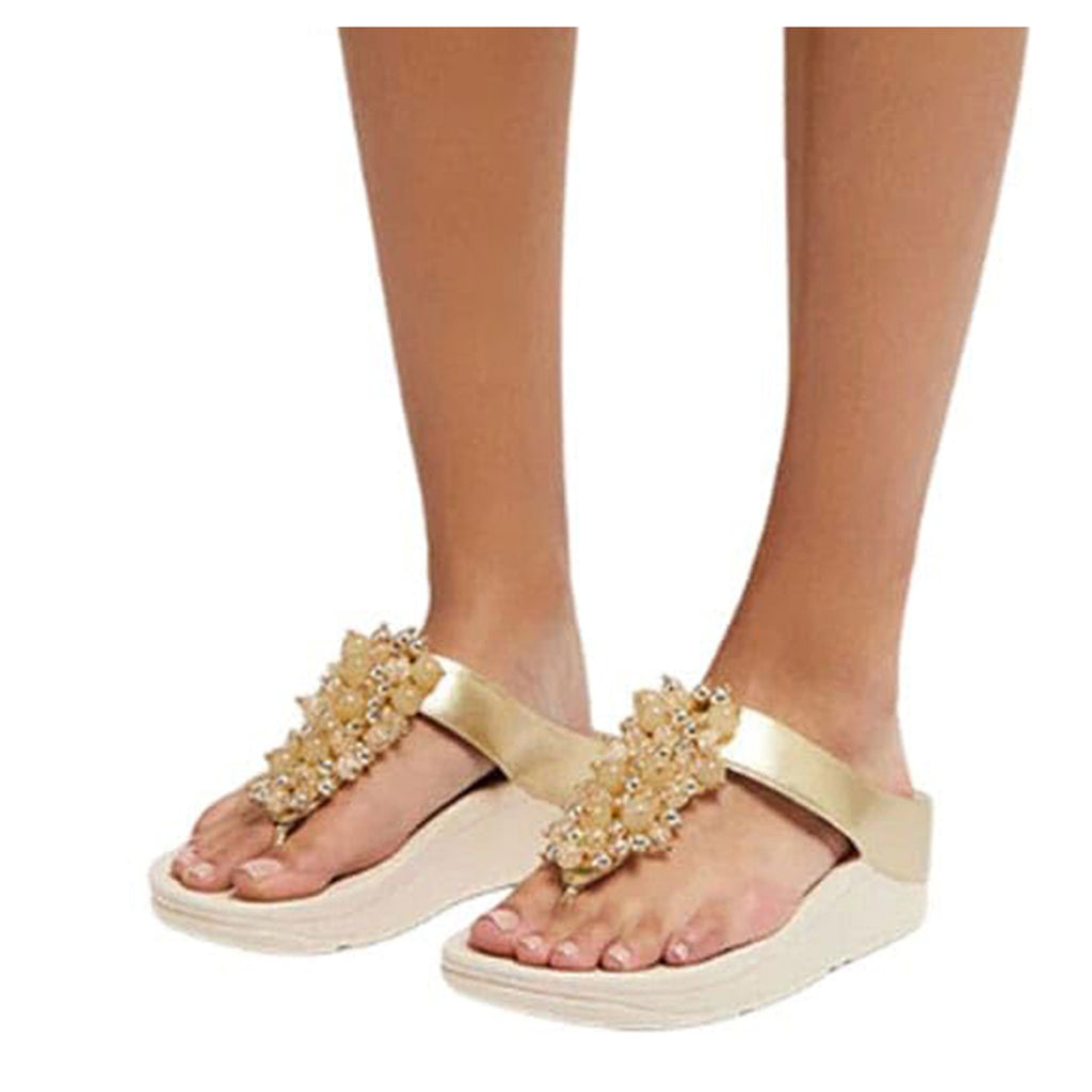 Women's FitFlop Fino Bauble Toe-Post Sandal PLATINO HI9-675