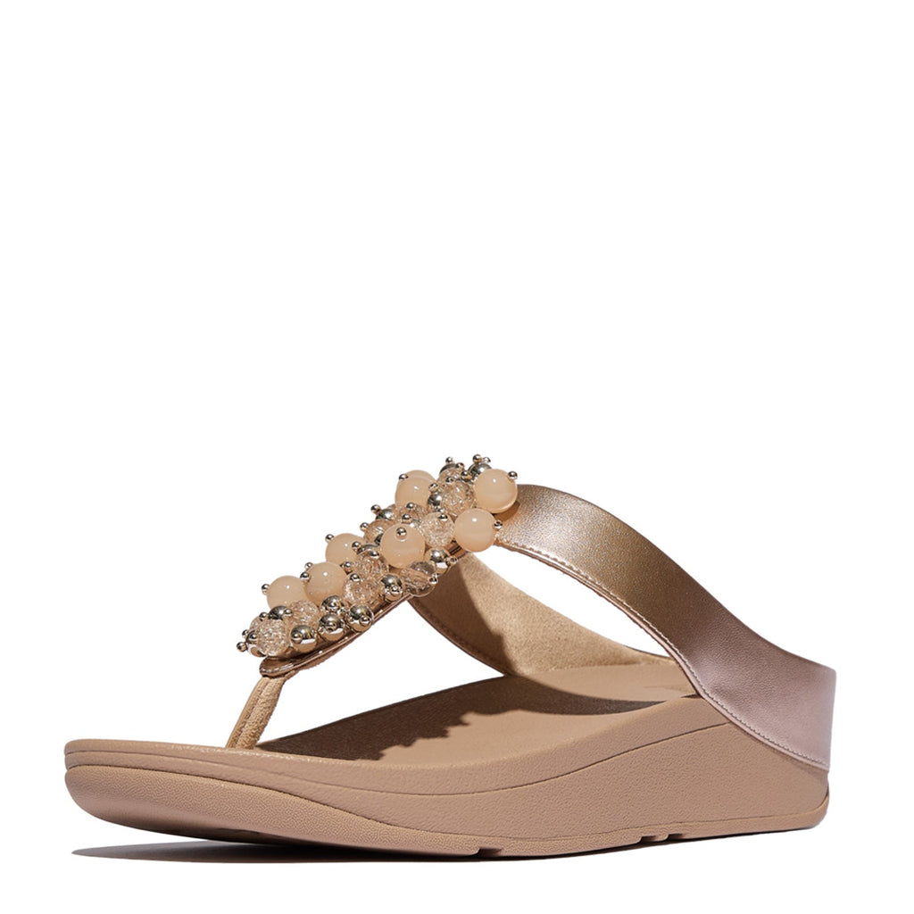 Women's FitFlop Fino Bauble Toe-Post Sandal Metallic Classic Beige HI9-C90
