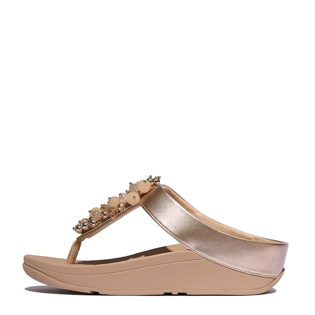 Women's FitFlop Fino Bauble Toe-Post Sandal Metallic Classic Beige HI9-C90