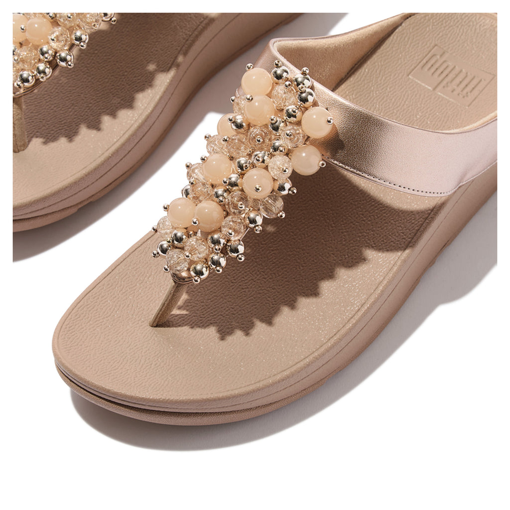 Women's FitFlop Fino Bauble Toe-Post Sandal Metallic Classic Beige HI9-C90