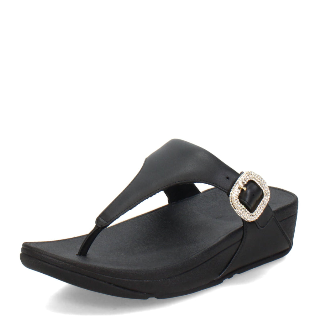 Women's FitFlop Lulu Crystal Buckle Thong Sandal BLACK HN9-001