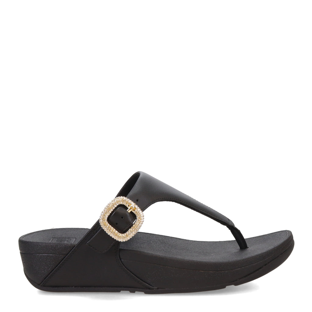 Women's FitFlop Lulu Crystal Buckle Thong Sandal BLACK HN9-001