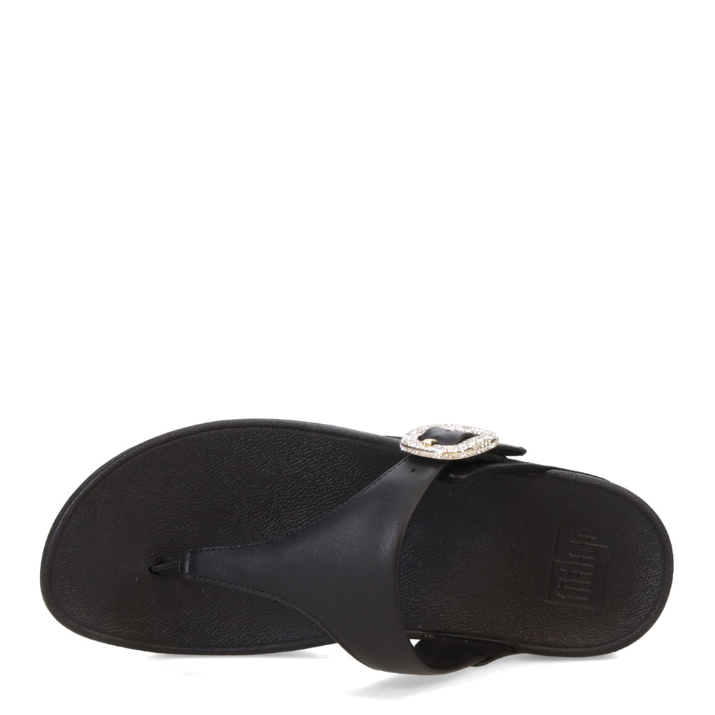 Women's FitFlop Lulu Crystal Buckle Thong Sandal BLACK HN9-001