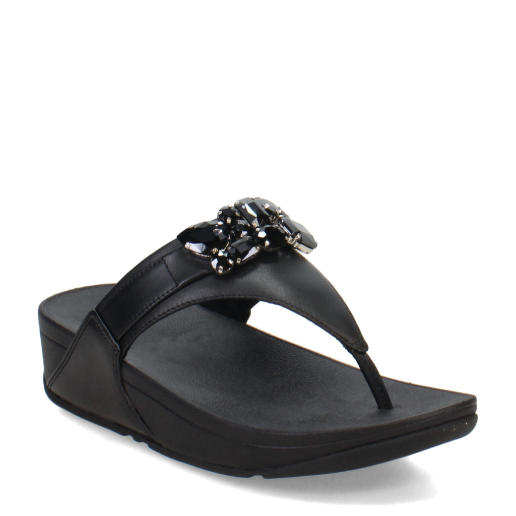 Women's FitFlop Lulu Jewel Thong Sandal BLACK HU7-001