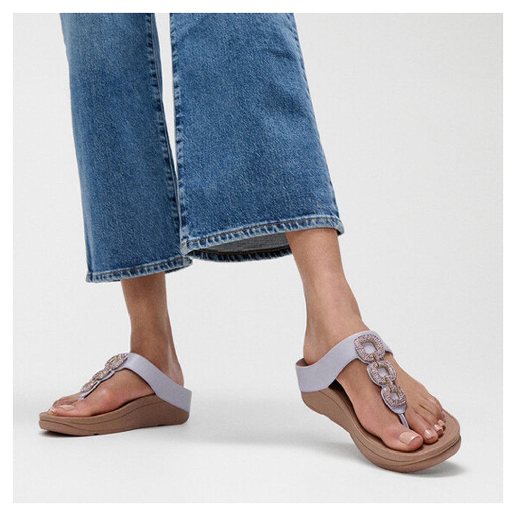 Women's FitFlop Fino Crystal Chain Toe-Post Sandal Cool Lilac HX2-C99