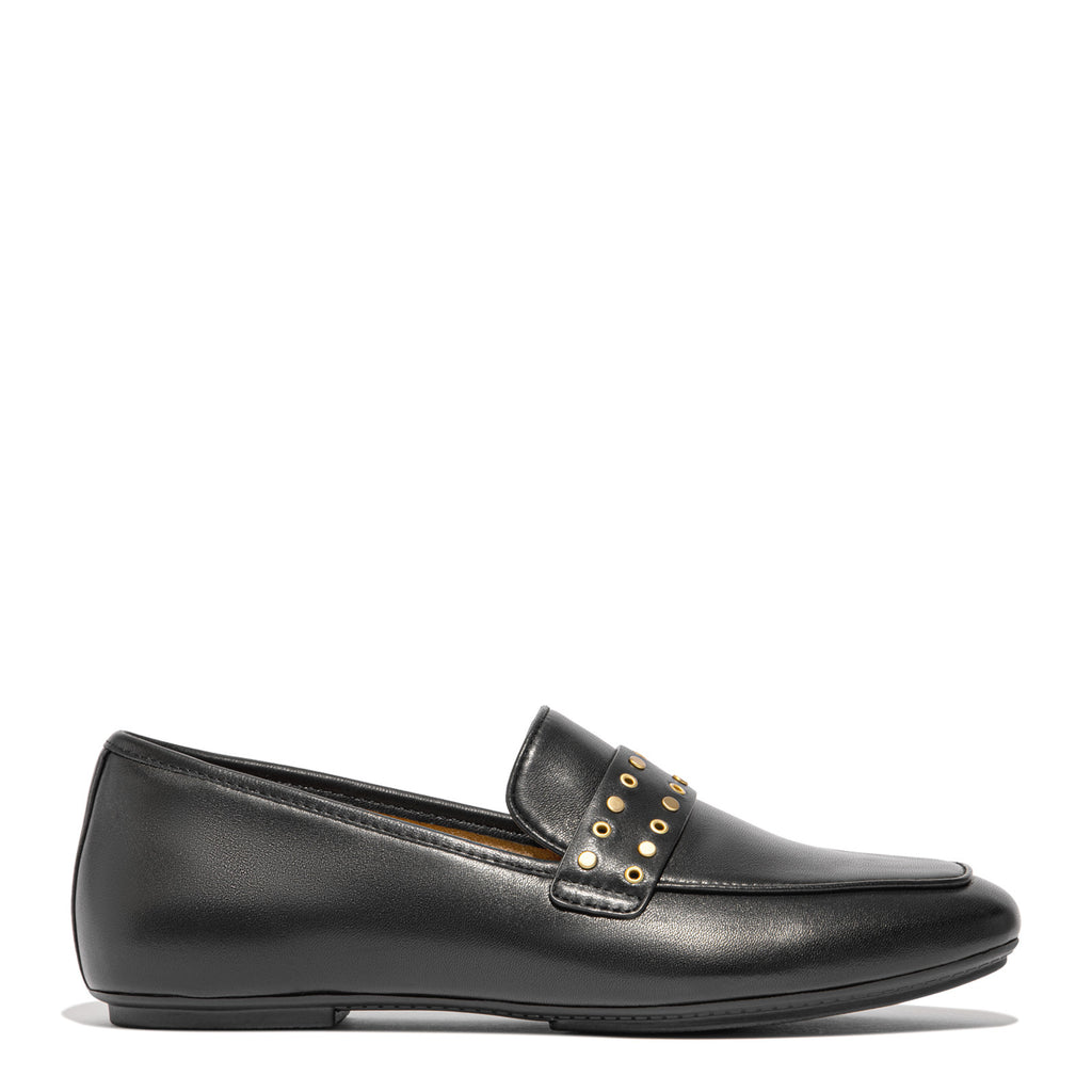 Women's FitFlop Delicato Stud-and-Eyelet Loafer BLACK HY1-001