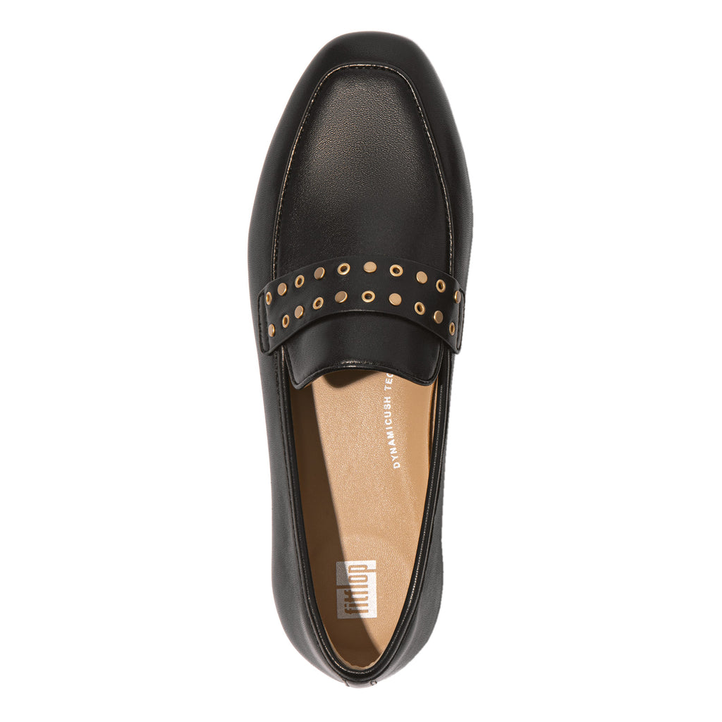 Women's FitFlop Delicato Stud-and-Eyelet Loafer BLACK HY1-001