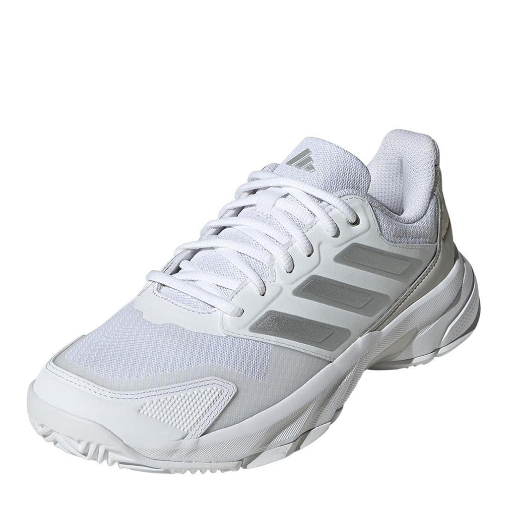 Women's Adidas CourtJam Control 3 Tennis Shoe WHITE SILVER ID2457