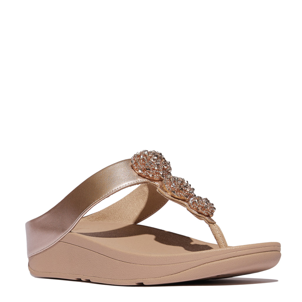 Women's FitFlop Fino Beaded Button Sandal BEIGE METALLIC IU1-C90