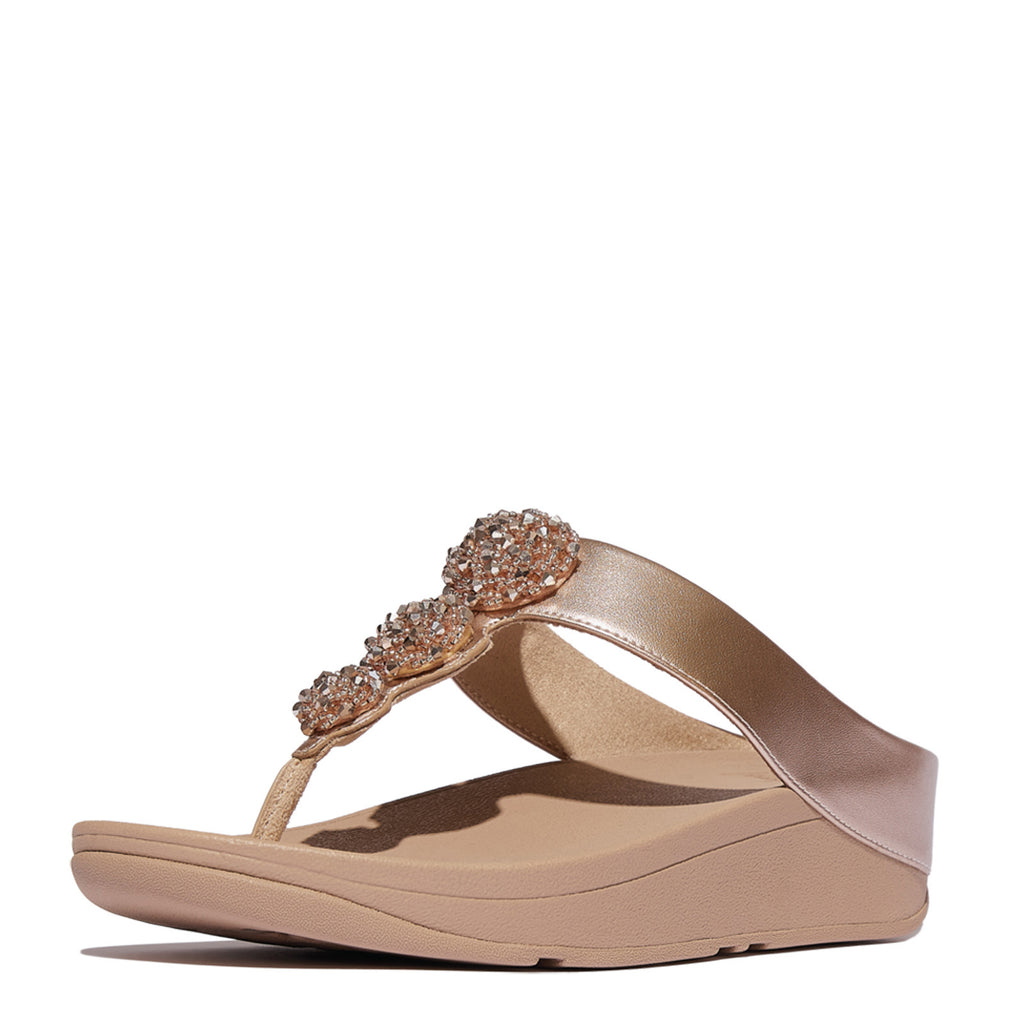 Women's FitFlop Fino Beaded Button Sandal BEIGE METALLIC IU1-C90