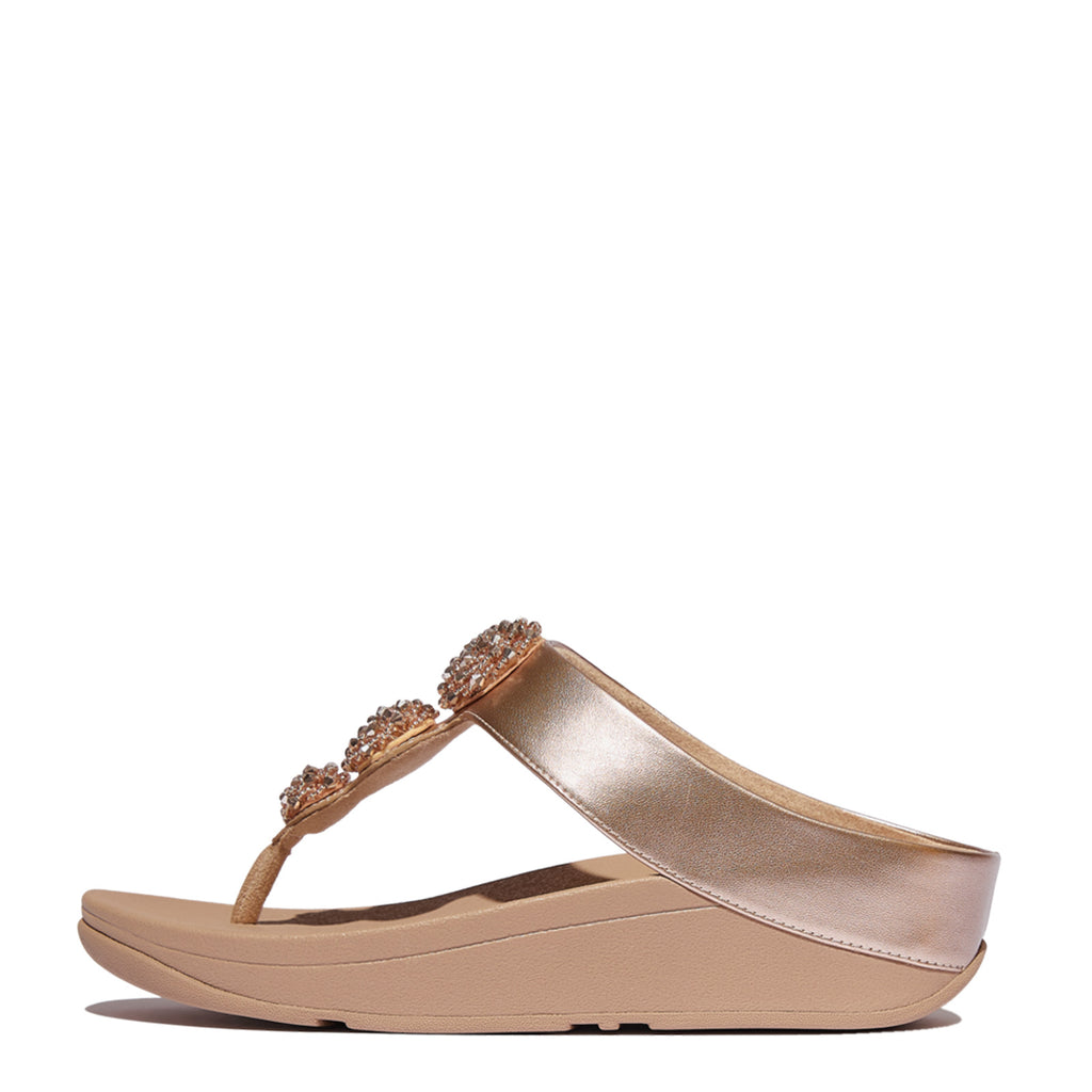 Women's FitFlop Fino Beaded Button Sandal BEIGE METALLIC IU1-C90