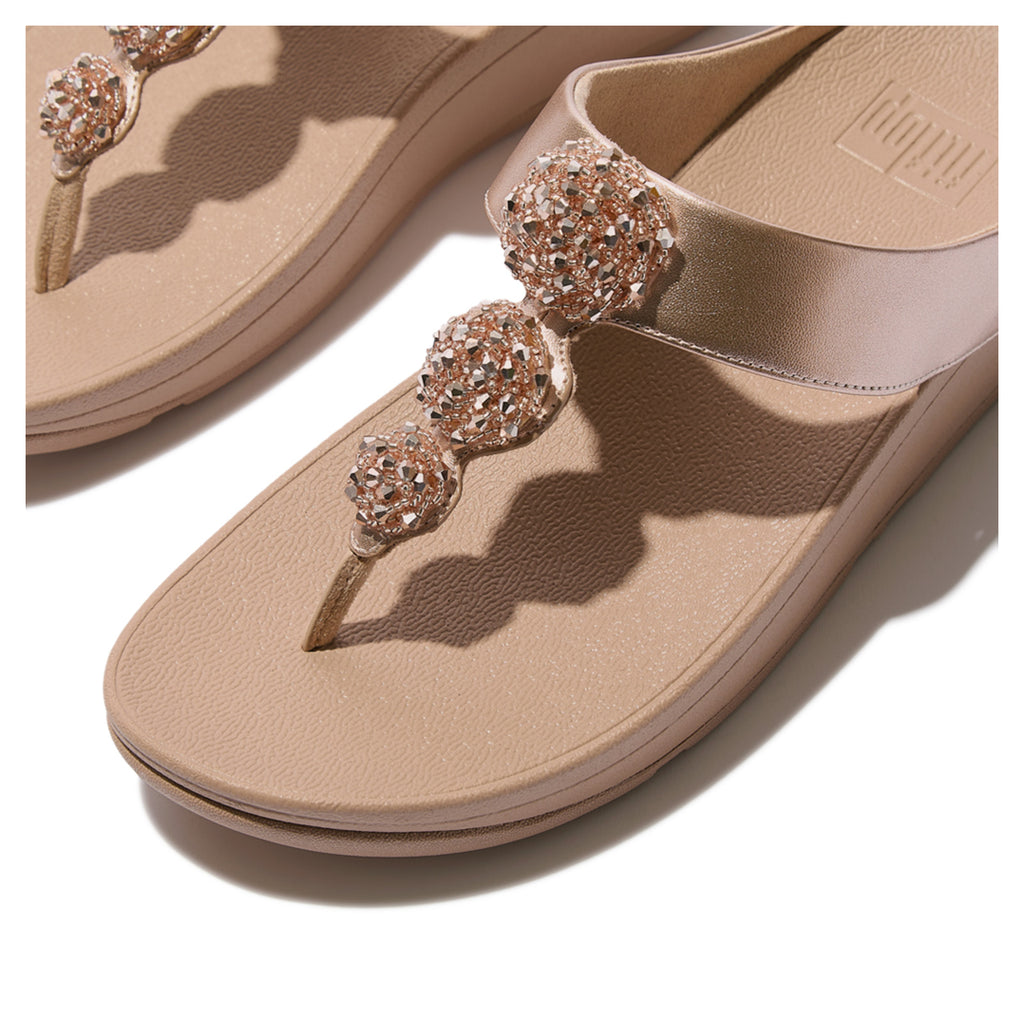 Women's FitFlop Fino Beaded Button Sandal BEIGE METALLIC IU1-C90
