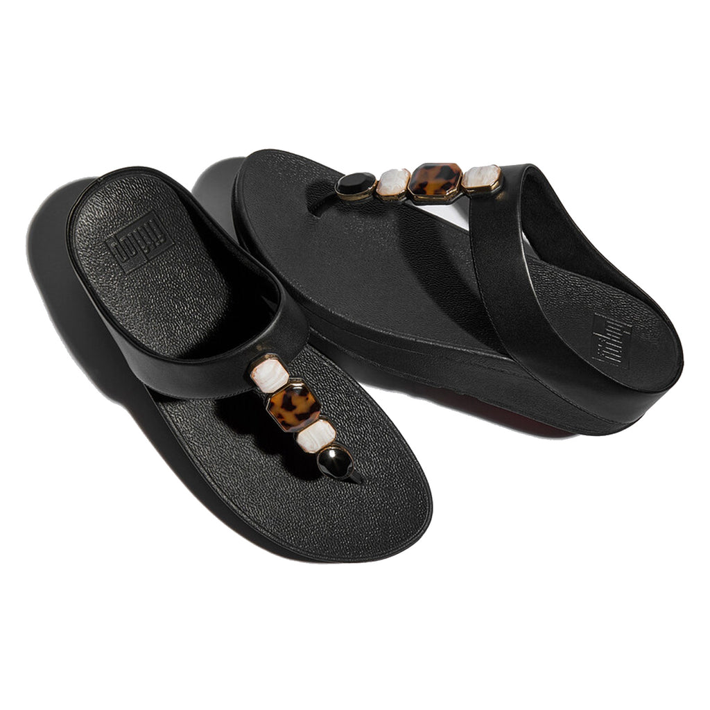 Women's FitFlop Fino Multi Stone Sandal BLACK IU9-090