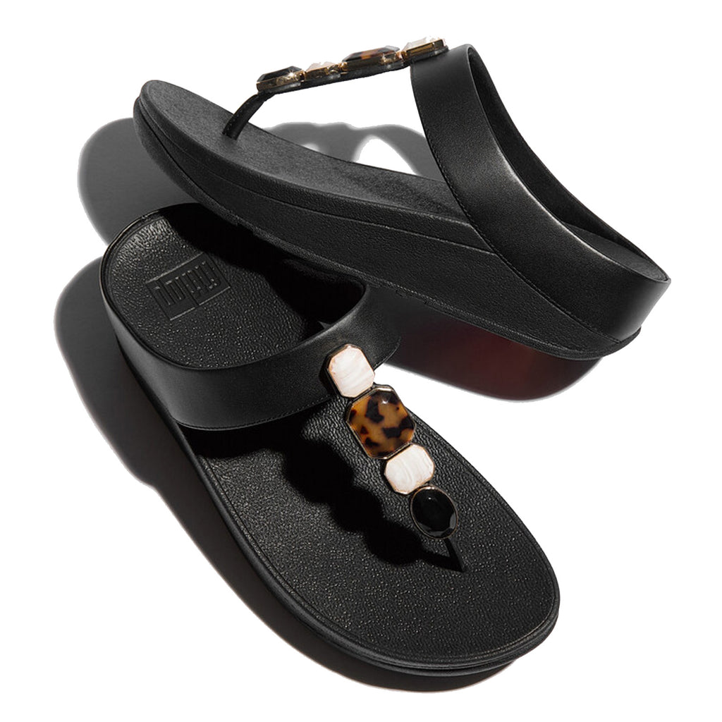 Women's FitFlop Fino Multi Stone Sandal BLACK IU9-090
