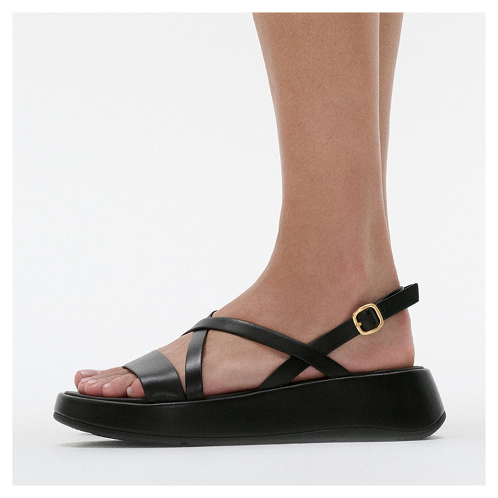 Women's FitFlop F-Mode Strappy Slingback Sandal ALL BLACK IY3-090