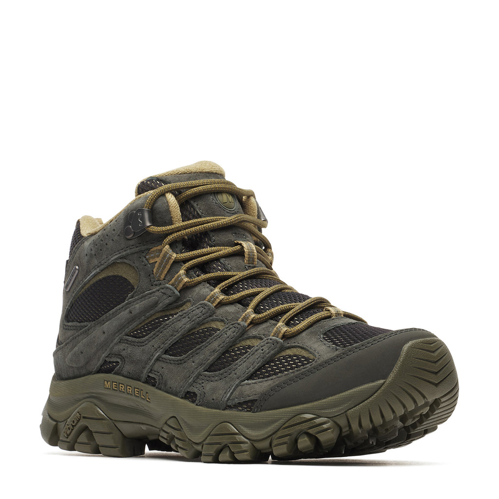 Men's Merrell Moab 3 Mid Waterproof Hiking Boot - Wide Width BLACK BELUGA J00003598W