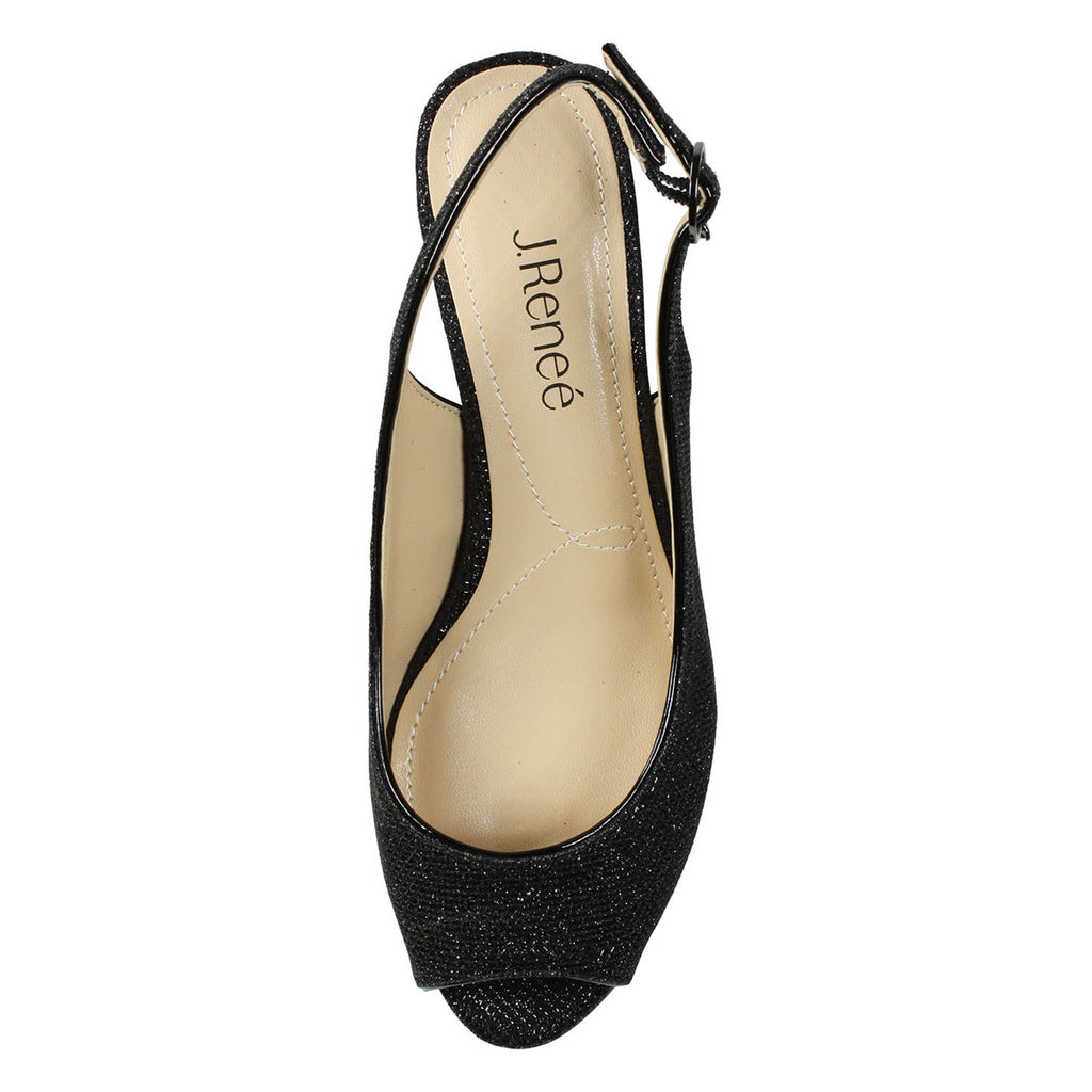 Women's J Renee Jenvey Sandal BLACK GLITTER JENVEY-GFBLK