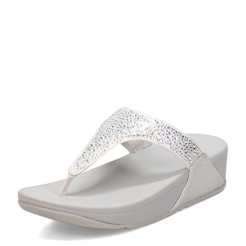 Women's FitFlop Lulu Crystal Mix Toe Post Sandal SILVER JL2-011