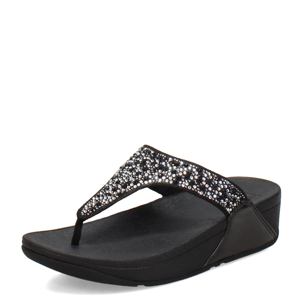 Women's FitFlop Lulu Crystal Mix Toe Post Sandal BLACK JL2-090